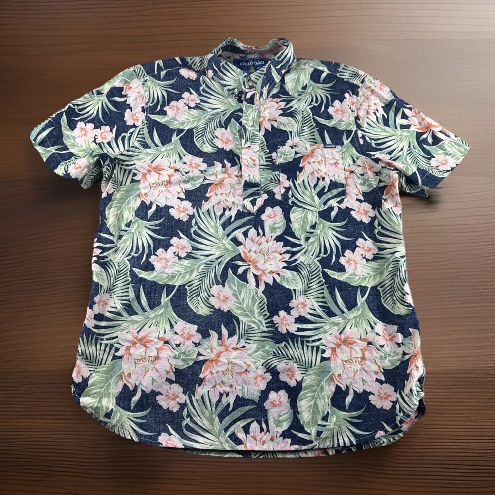 Chubbies Hawaiian Polo Mens M Pullover Shirt Floral Aloha Short Sleeve Preppy